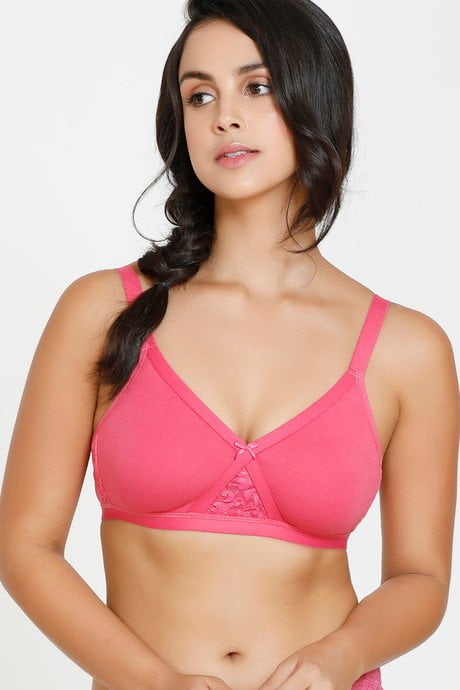 PINK LADY Double Layered Wire Free Super Support Bra - Pink