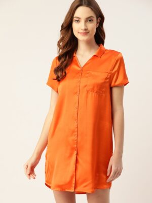 DressBerry Orange Women Sleep Shirt