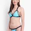 Blue Solid Designer Bikini Bra Set