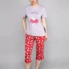 Cotton Red Printed Women Night Suit