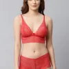 CUKOO Women Red Self-Design Bra and Panty