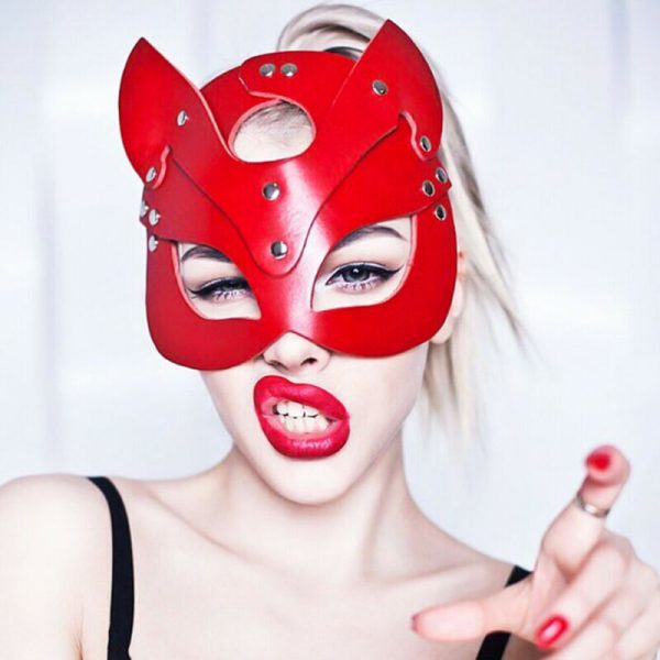 Sexy Leather Cat Mask Bdsm