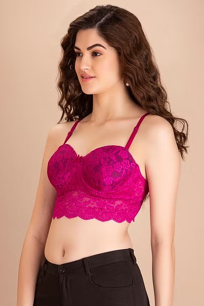 Buy Padded Underwired Full Cup Longline Bralette in Rosewood Pink - Lace  Online India, Best Prices, COD - Clovia - BR1969R22