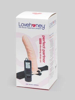 Unisex Hollow 10 Function Vibrating Strap On 8 Inch