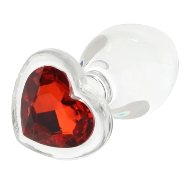 Adam & Eve Red Heart Gem Glass Butt Plug