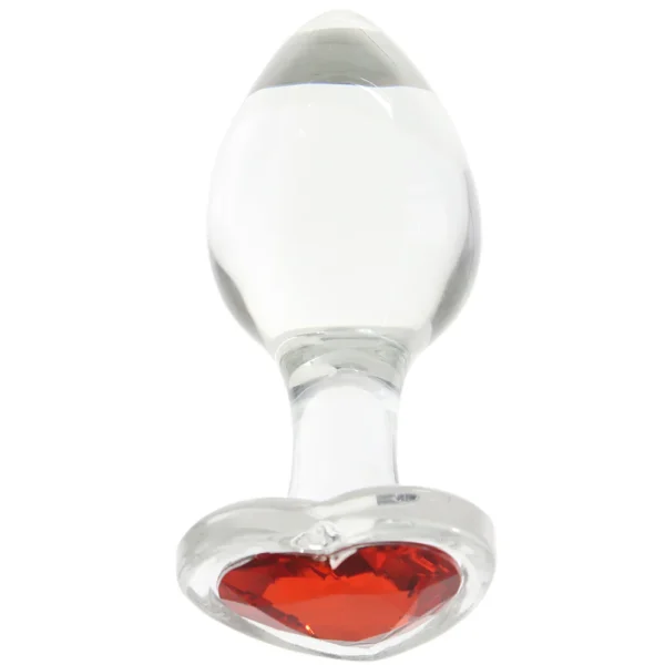 Adam & Eve Red Heart Gem Glass Butt Plug