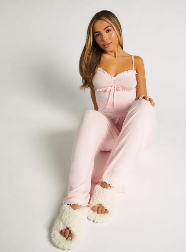 Frill Ribbed Cami Pyjama Set