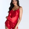 Amelia Satin Cami Set Dark Red