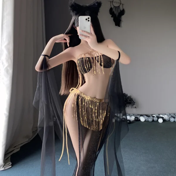 Desert Dancer Fringe Sequin Slit Dress