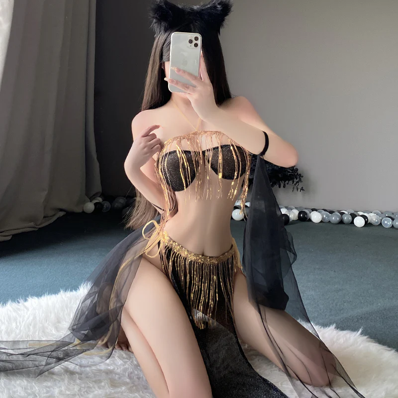 Desert Dancer Fringe Sequin Slit Dress