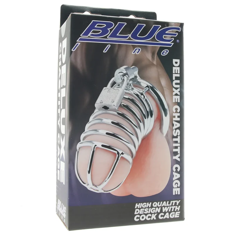 Blue Line Deluxe Steel Chastity Cage in Silver