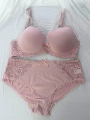 2pcs Lace Patchwork Women Bra Set With Underwire