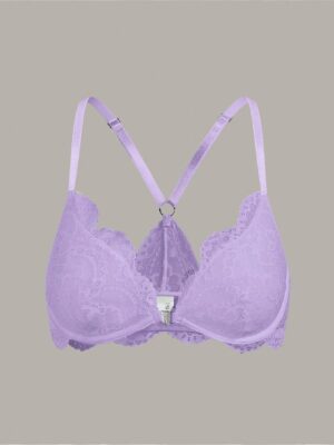 Seduluxe Front Closure Lace Padded Push Up Sexy Backless Lingerie Bra