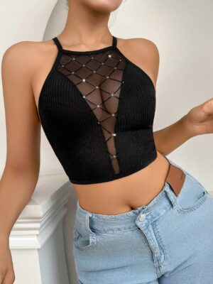 Sexy Sheer Contrast Mesh Wire Free Bra For Women