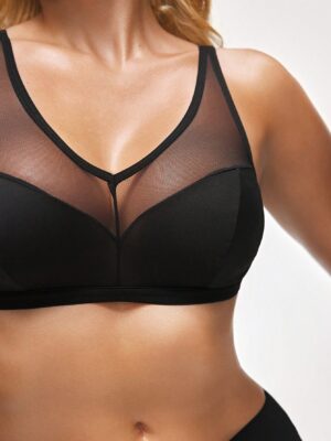 Shapelle Forme Minimalist Sheer Wireless Lingerie Bralette Black