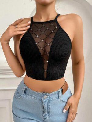 Sexy Sheer Contrast Mesh Wire Free Bra For Women