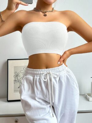 Pregnant Women's Solid Ribbed Seamless Casual Underwear Without Padding