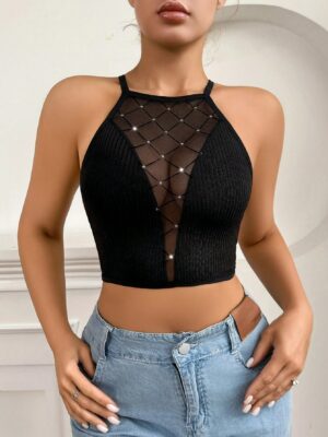 Sexy Sheer Contrast Mesh Wire Free Bra For Women