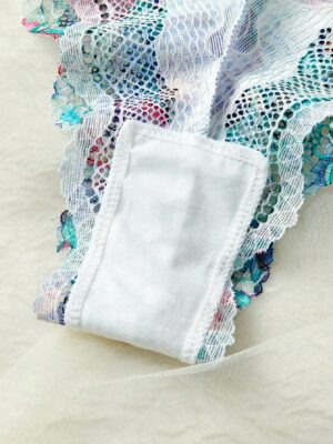 Women's Sexy Underwear Colorful Floral Ultra-Thin Printed Bra Set