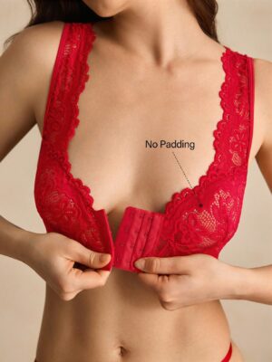 Women's Floral Lace Front Closure Comfortable Bra