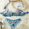 Women's Sexy Underwear Colorful Floral Ultra-Thin Printed Bra Set