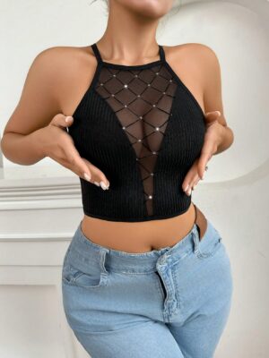 Sexy Sheer Contrast Mesh Wire Free Bra For Women