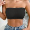 Women Casual Comfy Black Strapless Backless Bandeau Bra