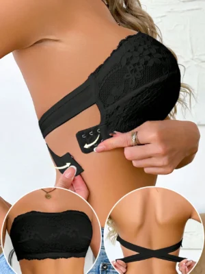 Women Lace Bandeau Lingerie Bra Wireless