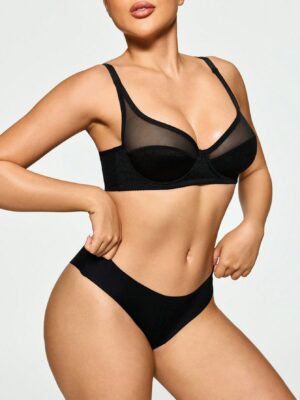 Shapelle Forme Satin & Mesh Patchwork Women's Underwire Bra