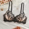 1-Piece Set Of Black Sexy Lingerie With Mesh And Embroidery Bandeau Bra