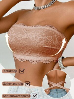 Women Lace Wireless Bandeau Bra