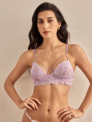 Charlaine Floral Lace Butterfly Metal Chain Italian Romantic Women's Bra