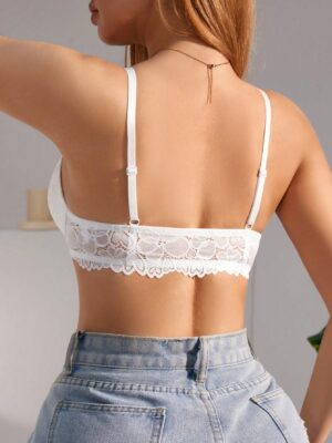 Women's Fashion Minimalist Heart Lace Front Closure Underwire Bra