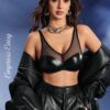 Empress Envy Black PU Sheer Patchwork Wireless Bralette Lingerie Bra