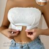 Women's Lace Trim Front Closure Enhancing Strapless Bra Lingerie