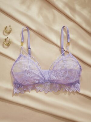 Charlaine Floral Lace Butterfly Metal Chain Italian Romantic Women's Bra