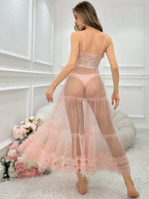 Multi-Layer Mesh Perspective Sleepwear Dress