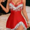 Heart Embroidery Patchwork Hollow Out Sexy Women Nightgown