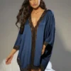 Contrast Lace Batwing Sleeve Pajama Nightdress
