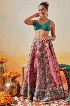 Non-Padded Non-Wired Full Coverage Bra with Double Layered Cups In Green - Cotton Rich