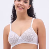 Padded Non-Wired Full Coverage Bra in White - Lace