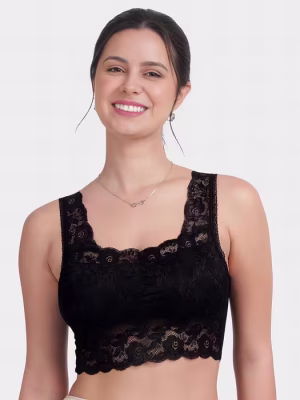 Black Beauty Lace Cami Bra With Lace Shoulder Strap