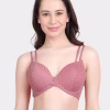 Coral Pink Double Straps Criss Cross Front Padded Wired Bra