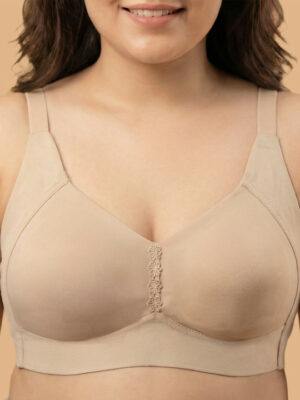 Cotton Non-Padded Plus-Size Minimiser Bonded Bra with M-frame Neckline