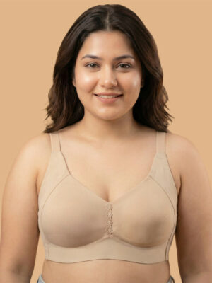 Cotton Non-Padded Plus-Size Minimiser Bonded Bra with M-frame Neckline
