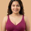 Cotton Non-Padded Plus-Size Non-wired Minimiser Bonded Bra with M-frame Neckline