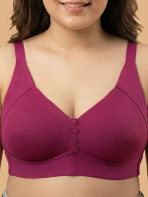 Cotton Non-Padded Plus-Size Non-wired Minimiser Bonded Bra with M-frame Neckline