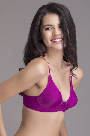 Cotton Rich Non-Padded Non-Wired Multiway T-Shirt Bra In Purple
