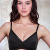Cotton Spandex Moulded Cup Black Comfort Bra