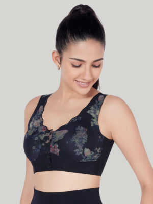 Floral Full Coverage Front Open Removable Padding Rapid Dry Everyday Bra